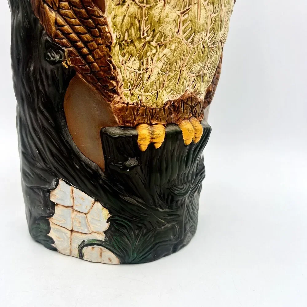 Vtg Ceramic Owl Umbrella Stand Holder 16 inches Floor Vase
